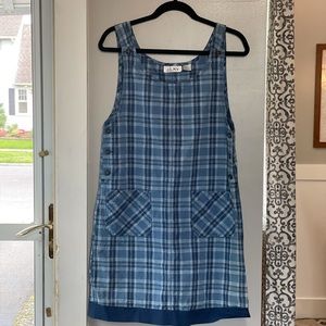 Blue Plaid Sleeveless Shift Dress
